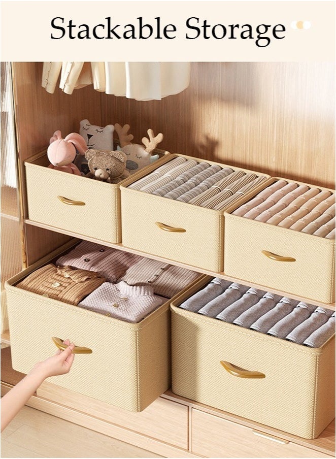 MIXDE 3pcs Wardrobe Clothes Organizer Foldable Closet Storage Organizer for Clothes Jeans Washable Closet Storage Boxes with Carrying Handles Cube Storage Bin for Home Bedroom Office - Image 3