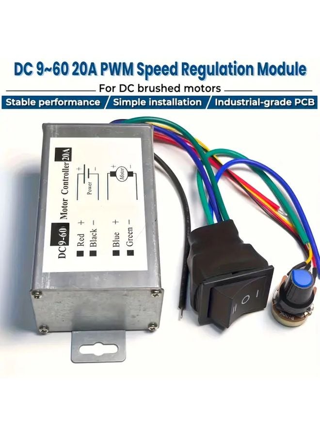 DC9 60V 20A PWM Motor Speed Controller Metal Forward Reverse Industrial - Image 5