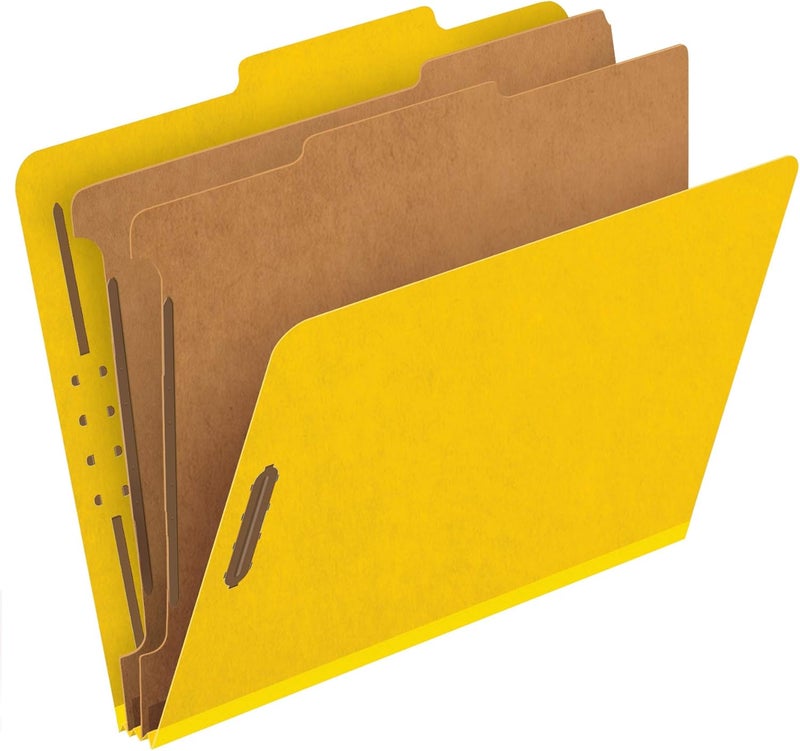 Pendaflex Classification Folders, 2 Dividers, 2" Fasteners, Letter Size, Yellow, 10/Box (24134P) - Image 1