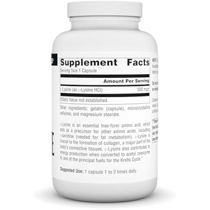 Source Naturals L-Lysine Free Form -Amino Acid Supplement Supports Energy Formation & Collagen - 200 Capsules - Image 2
