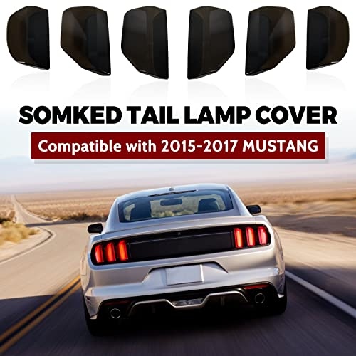 KEWISAUTO Taillight Cover for Ford Mustang 2015-2017, Tail Light Lamp Covers Trim Decoration for Ford Mustang 2015 2016 2017 Accessories, 6PCS, Smoke Black - Image 2