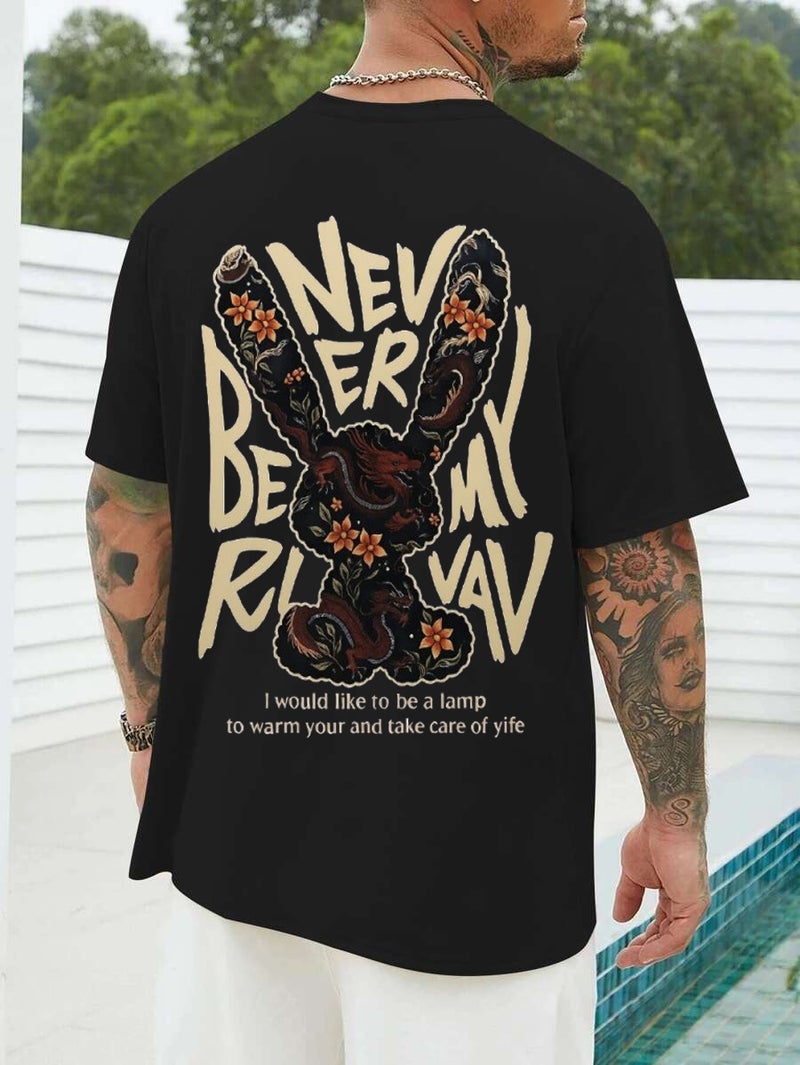 DIVIS Oversized Black Graphic T-Shirt for Men - Image 1