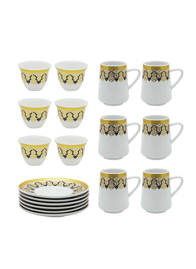 PEARL فنجان قهوة سيراميكي ذهبي مع saucer، P00011، مجموعة 18 قطعة، 90 مل  - Image 1