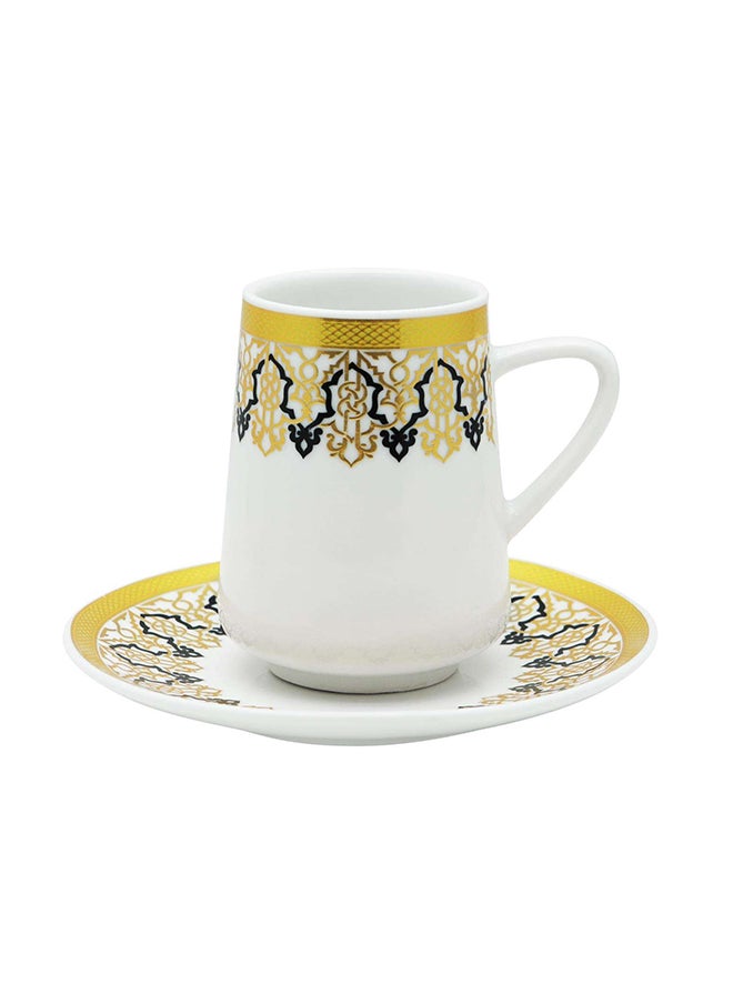 PEARL فنجان قهوة سيراميكي ذهبي مع saucer، P00011، مجموعة 18 قطعة، 90 مل  - Image 2