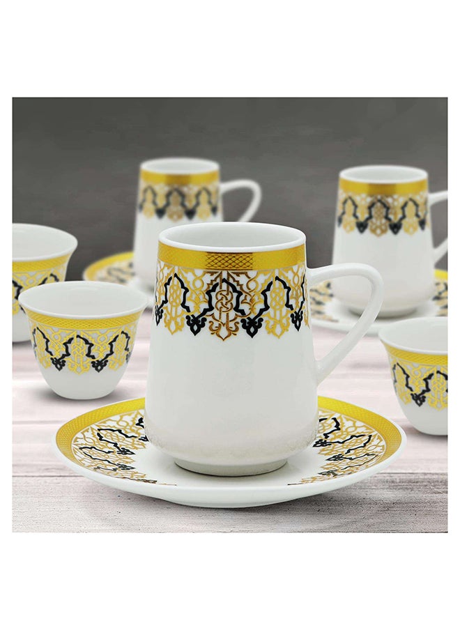 PEARL فنجان قهوة سيراميكي ذهبي مع saucer، P00011، مجموعة 18 قطعة، 90 مل  - Image 5