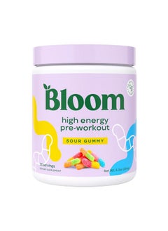 Bloom Nutrition High Energy Pre Workout Powder, Amino Energy with Beta Alanine, Ginseng & L Tyrosine, Natural Caffeine Powder from Green Tea Extract, Sugar Free & Keto Drink Mix (Sour Gummy)