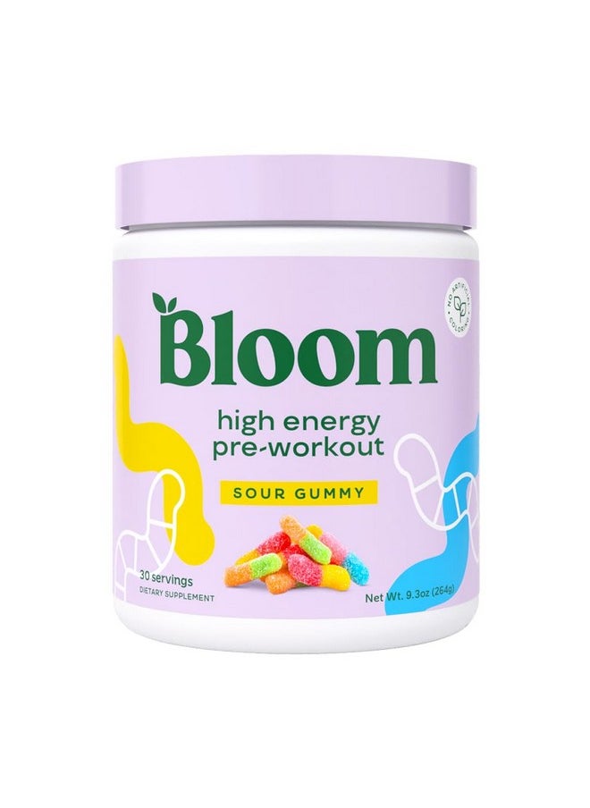 Bloom Nutrition - Bloom Nutrition High Energy Pre Workout Powder, Amino Energy with Beta Alanine, Ginseng & L Tyrosine, Natural Caffeine Powder from Green Tea Extract, Sugar Free & Keto Drink Mix (Sour Gummy) - Image 1