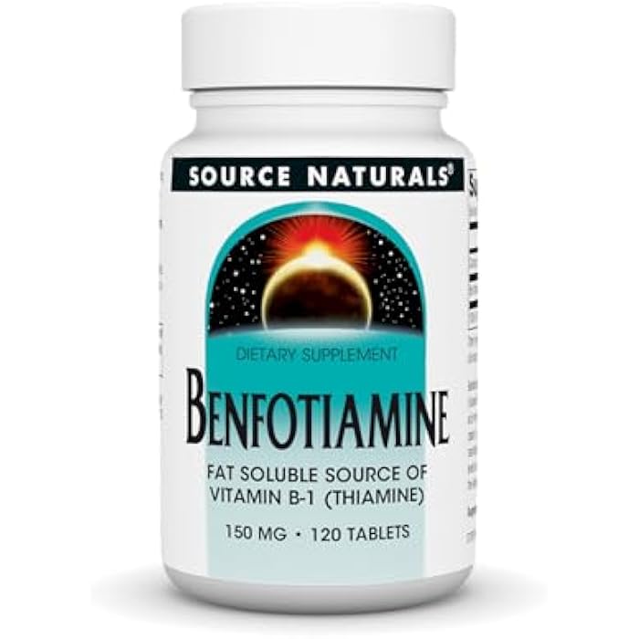 Source Naturals Benfotiamine, Fat Soluble Source of Vitamin B-1 (Thiamine), 150 mg - 120 Tablets - Image 1
