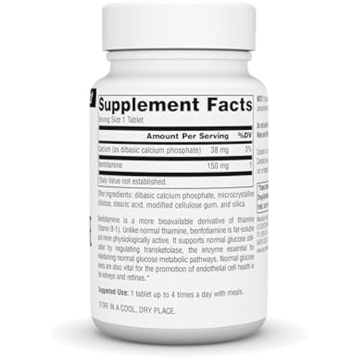 Source Naturals Benfotiamine, Fat Soluble Source of Vitamin B-1 (Thiamine), 150 mg - 120 Tablets - Image 3