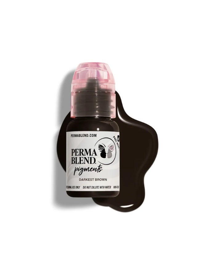 Perma Blend Eyebrow Pigment – Perma Blend Darkest Brown 15ml | Professional Permanent Makeup Brow Tattoo Ink for Microblading, Ombre & Powder Brows | Vegan, High Retention, True-to-Tone Color | SKU: PBDB1/2 - Image 1