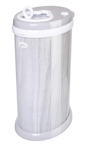 Ubbi Steel Diaper Pail, Odor Locking, No Special Bag Required, Award-Winning, Registry Must-Have, Woodgrain - Image 1
