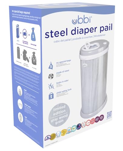 Ubbi Steel Diaper Pail, Odor Locking, No Special Bag Required, Award-Winning, Registry Must-Have, Woodgrain - Image 3