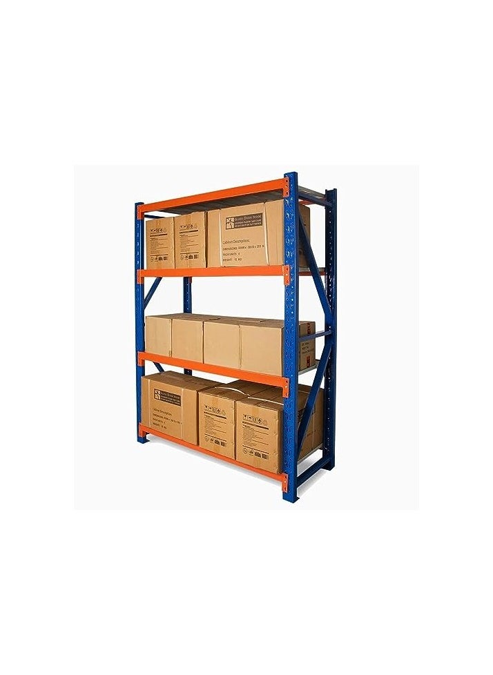 SS SS Tech Heavy Duty Storage Rack, 3-Tier Industrial Shelving Unit, Blue and Orange Metal Fram  - Image 1