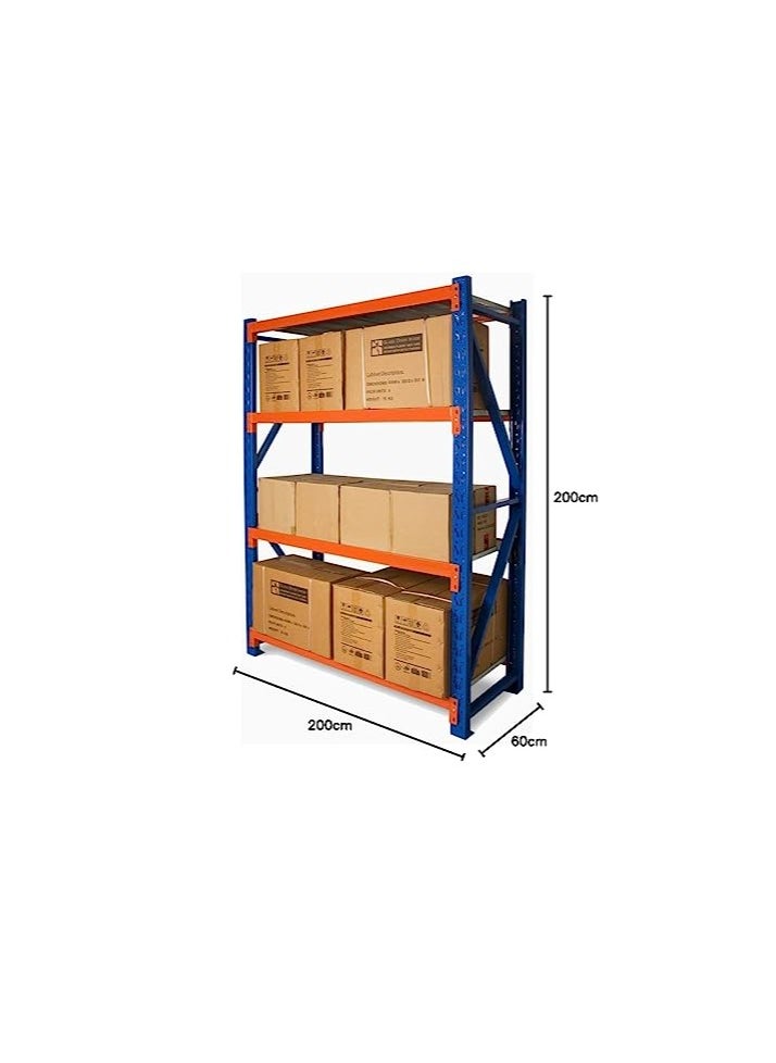 SS SS Tech Heavy Duty Storage Rack, 3-Tier Industrial Shelving Unit, Blue and Orange Metal Fram  - Image 2