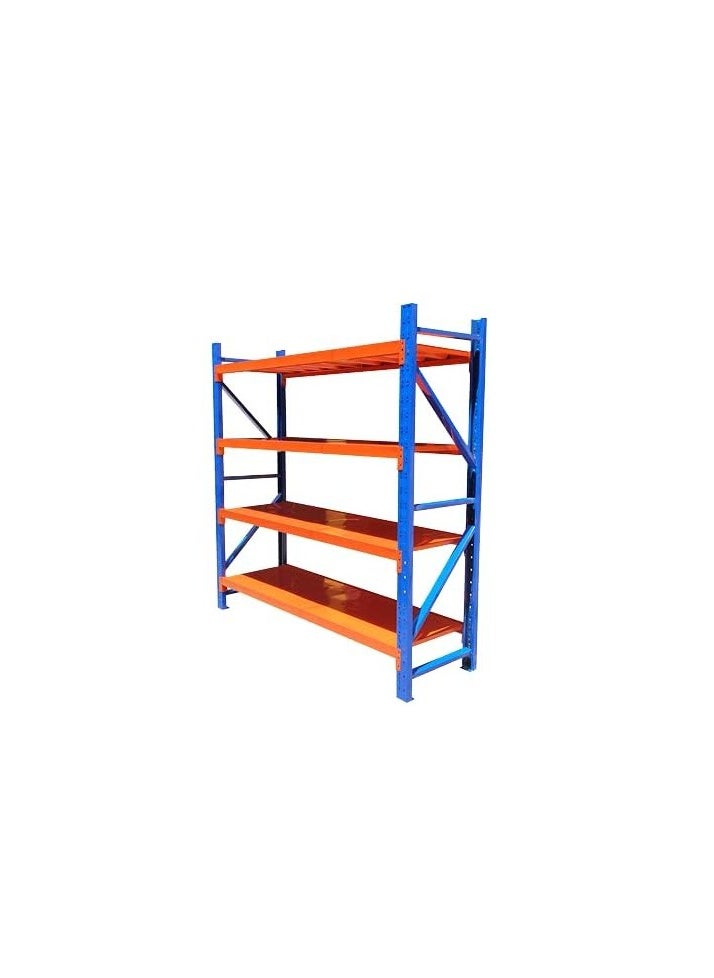 SS SS Tech Heavy Duty Storage Rack, 3-Tier Industrial Shelving Unit, Blue and Orange Metal Fram  - Image 4