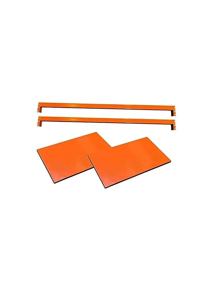 SS SS Tech Heavy Duty Storage Rack, 3-Tier Industrial Shelving Unit, Blue and Orange Metal Fram  - Image 5