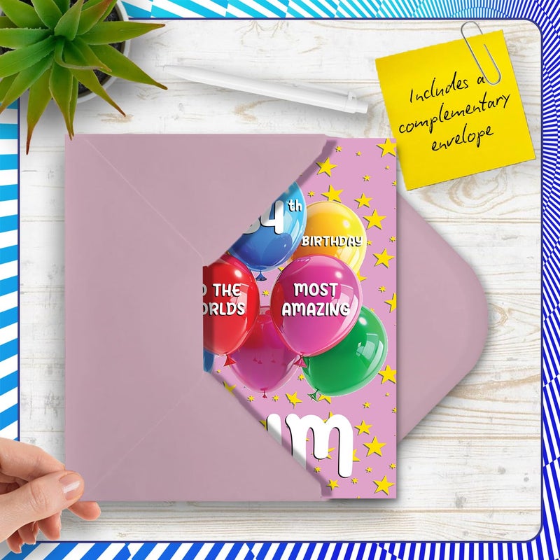 Stuff4 Mum 64th Birthday Card - Worlds Most Amazing - Happy Birthday Card for 64 Year Old Mum from Son Daughter  A5 Balloons and Stars Bday Greeting Cards - Image 5