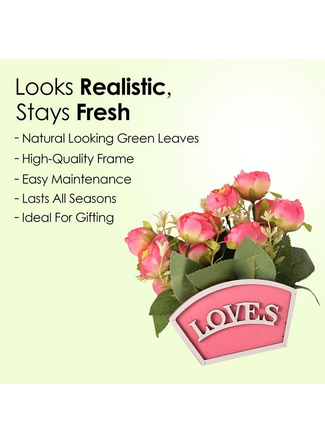 Kuber Industries Artificial Plant | Natural Looking Plants | Decoration Artificial Flowers Pot | Plants For Office D?Cor | Artificial Flowers For Decoration | 10 Headed Little Tea Rose | Multicolor - Image 3