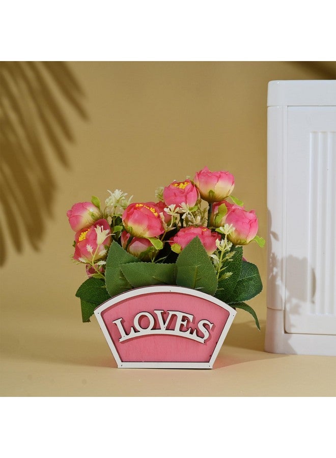 Kuber Industries Artificial Plant | Natural Looking Plants | Decoration Artificial Flowers Pot | Plants For Office D?Cor | Artificial Flowers For Decoration | 10 Headed Little Tea Rose | Multicolor - Image 1