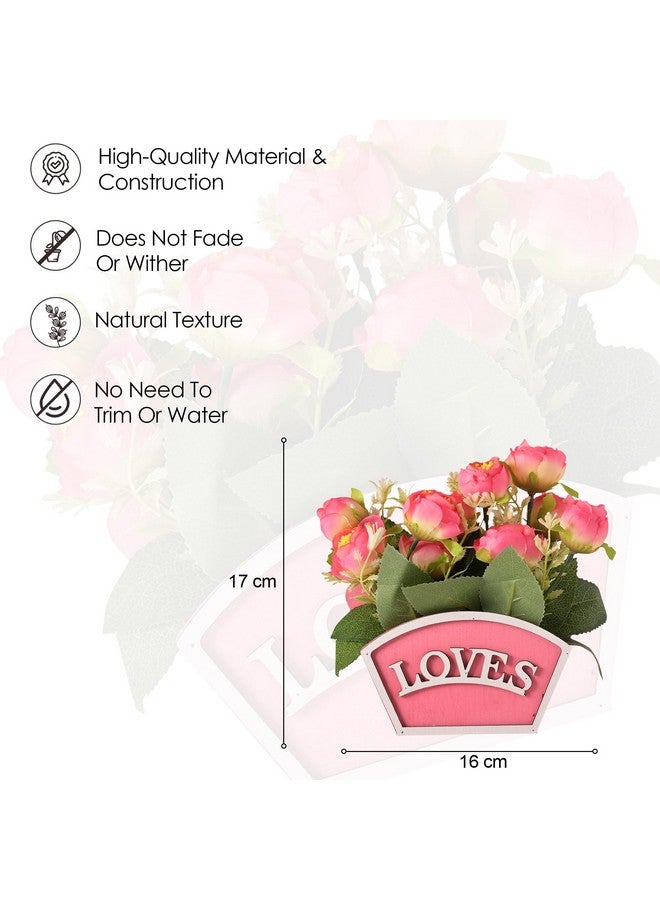 Kuber Industries Artificial Plant | Natural Looking Plants | Decoration Artificial Flowers Pot | Plants For Office D?Cor | Artificial Flowers For Decoration | 10 Headed Little Tea Rose | Multicolor - Image 2