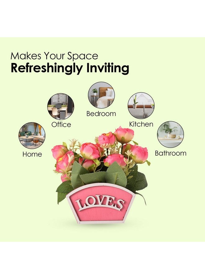 Kuber Industries Artificial Plant | Natural Looking Plants | Decoration Artificial Flowers Pot | Plants For Office D?Cor | Artificial Flowers For Decoration | 10 Headed Little Tea Rose | Multicolor - Image 4