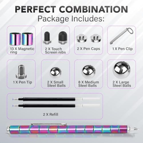TAZLYN Magnetic Fidget Pen Decompression Magnetic Toy Pen Gifts for Kids Age 12-14 Fidget Toys Pen Rainbow Color Magnet Ballpoint Pen Multifunction Writing Best Gift Toy for Kids Or Friends (Pack 1) - Image 2