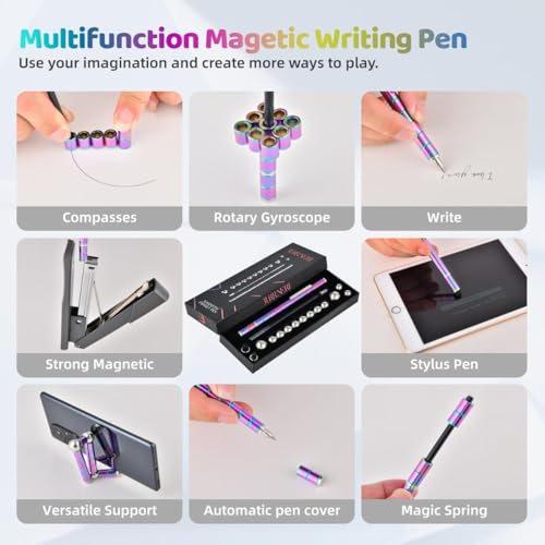 TAZLYN Magnetic Fidget Pen Decompression Magnetic Toy Pen Gifts for Kids Age 12-14 Fidget Toys Pen Rainbow Color Magnet Ballpoint Pen Multifunction Writing Best Gift Toy for Kids Or Friends (Pack 1) - Image 5