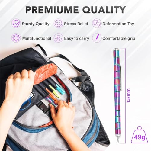TAZLYN Magnetic Fidget Pen Decompression Magnetic Toy Pen Gifts for Kids Age 12-14 Fidget Toys Pen Rainbow Color Magnet Ballpoint Pen Multifunction Writing Best Gift Toy for Kids Or Friends (Pack 1) - Image 4