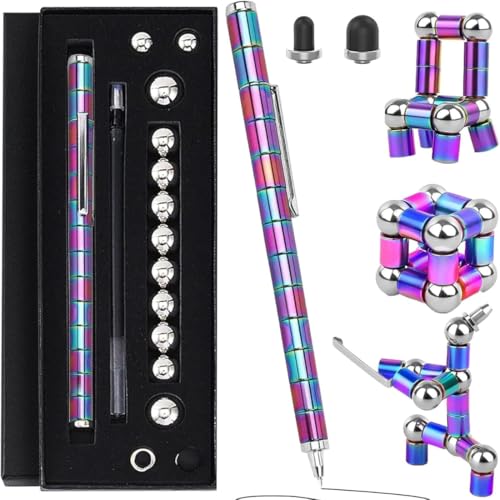 TAZLYN Magnetic Fidget Pen Decompression Magnetic Toy Pen Gifts for Kids Age 12-14 Fidget Toys Pen Rainbow Color Magnet Ballpoint Pen Multifunction Writing Best Gift Toy for Kids Or Friends (Pack 1) - Image 1