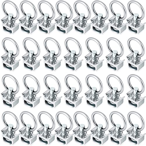 Hotop Single Stud Fitting L Track 4,000LB Capacity with Stainless Steel Round Ring Aluminum Keeper Cargo Control for Airline Track Logistic Installation (30 Pieces) - Image 1