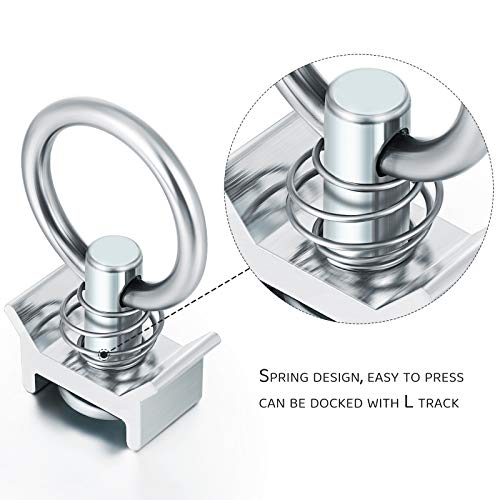 Hotop Single Stud Fitting L Track 4,000LB Capacity with Stainless Steel Round Ring Aluminum Keeper Cargo Control for Airline Track Logistic Installation (30 Pieces) - Image 3