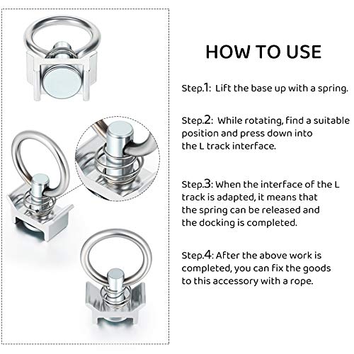 Hotop Single Stud Fitting L Track 4,000LB Capacity with Stainless Steel Round Ring Aluminum Keeper Cargo Control for Airline Track Logistic Installation (30 Pieces) - Image 4