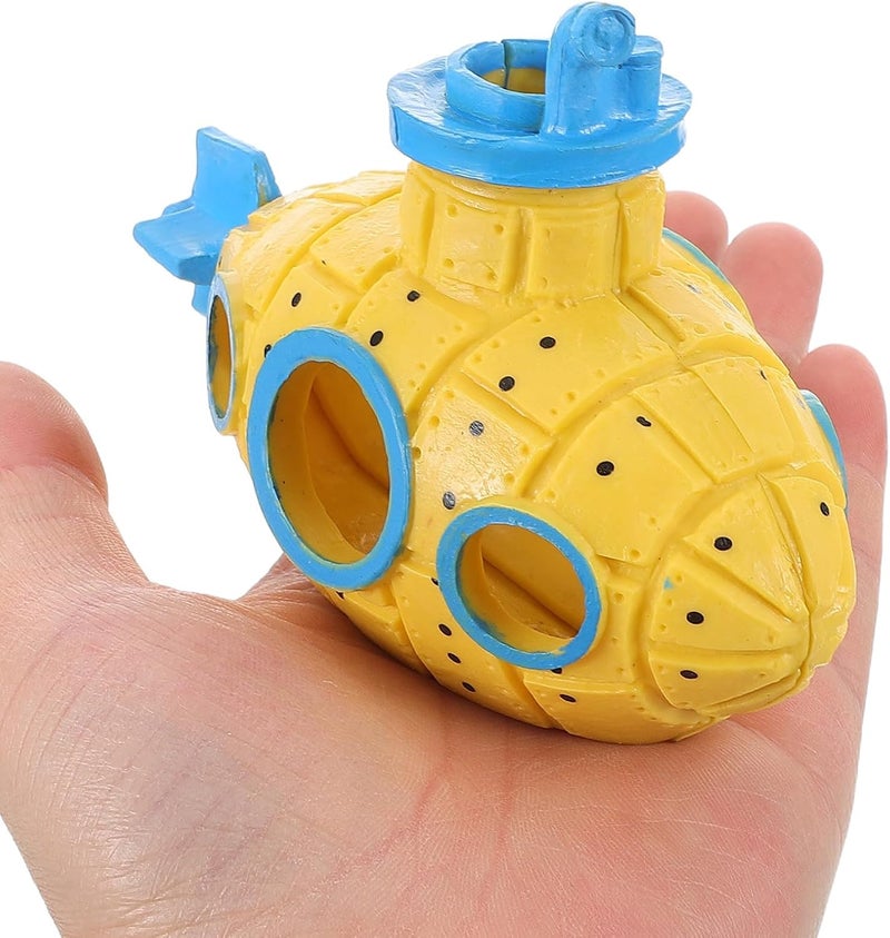 Aquarium Decoration Submarine Fish Tank Cave Shelter Shrimp Hideout Yellow Resin Ornament for Betta and Small Fish Habitat - Image 4