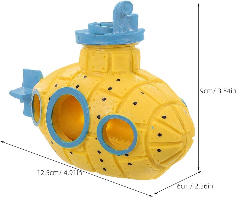 Aquarium Decoration Submarine Fish Tank Cave Shelter Shrimp Hideout Yellow Resin Ornament for Betta and Small Fish Habitat - Image 2