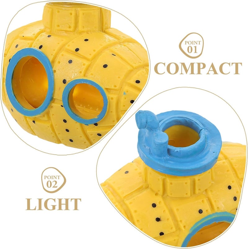 Aquarium Decoration Submarine Fish Tank Cave Shelter Shrimp Hideout Yellow Resin Ornament for Betta and Small Fish Habitat - Image 3