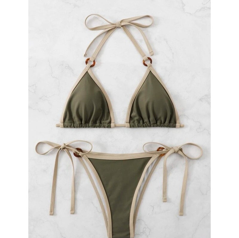 Solid Color Split Bikini Strap Ladies Swimsuit Manufacturers - Image 5