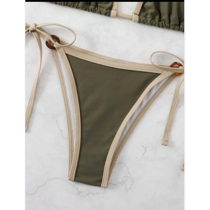 Solid Color Split Bikini Strap Ladies Swimsuit Manufacturers - Image 3