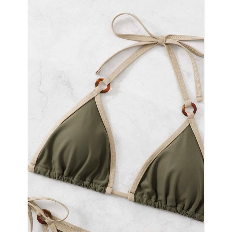 Solid Color Split Bikini Strap Ladies Swimsuit Manufacturers - Image 4