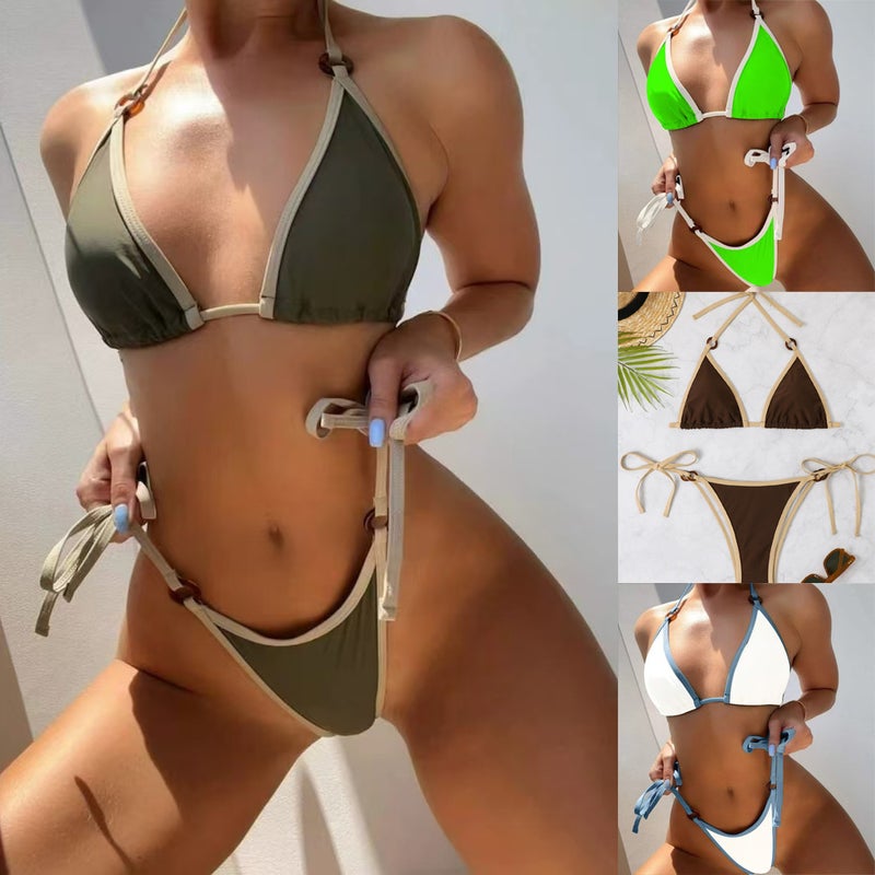 Solid Color Split Bikini Strap Ladies Swimsuit Manufacturers - Image 2