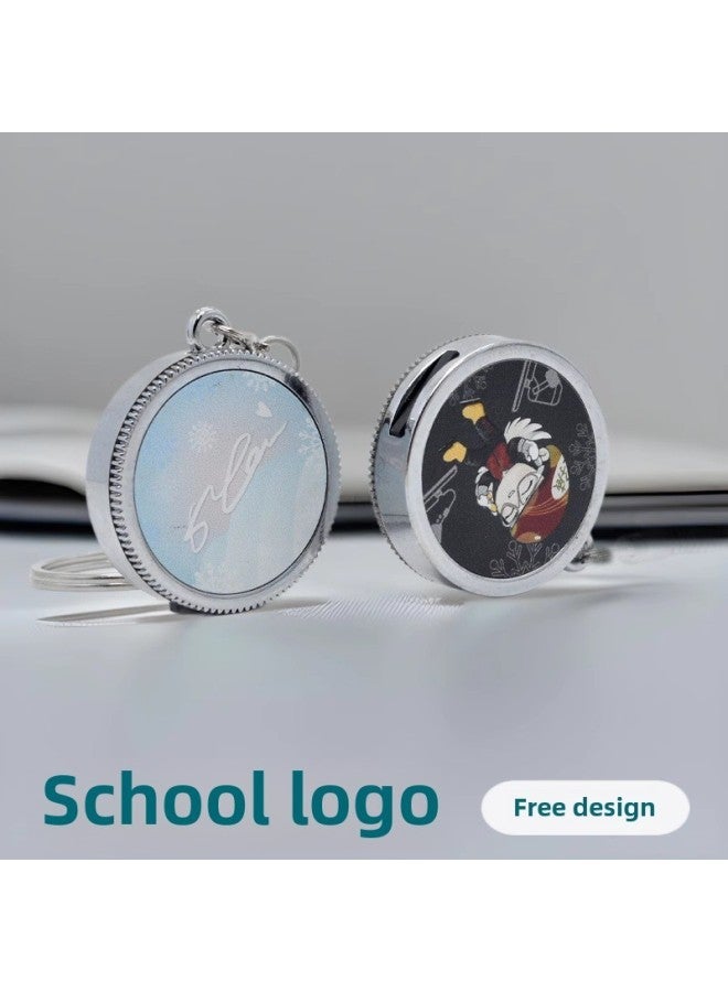 Round Rotating U Disk Customized Graduation Ceremony Commemorative School Campus Badge Metal Disk-Colour:White-Capacity:4GB  - Image 1