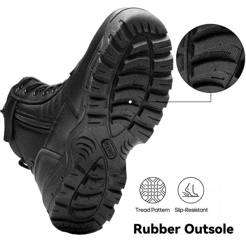 WIDEWAY Men's Tactical Boots 8 Inch Side Zipper Military Combat Boots Leather Duty Work Boots for Men Police Motorcycle - Image 5