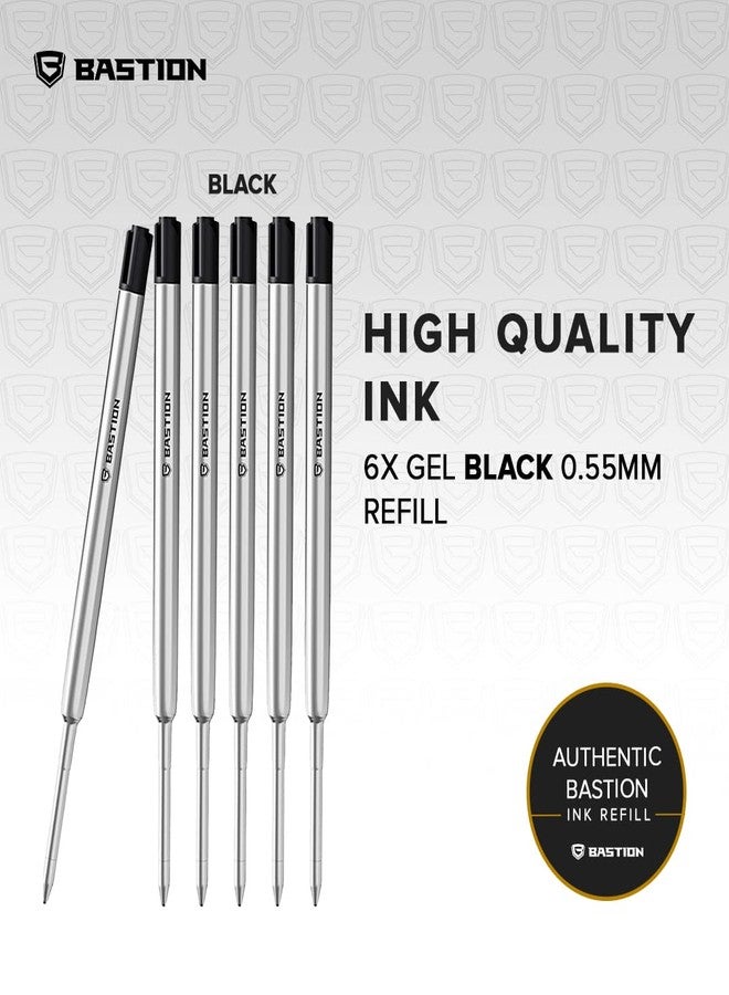 BASTION® Premium Pen Refill, Deeply Pigmented Ink for All Bastion Bolt Action Luxury Pens, Standard Ink Refill with 0.55mm Fine Tip - Black Gel, 6 PCs - Image 2