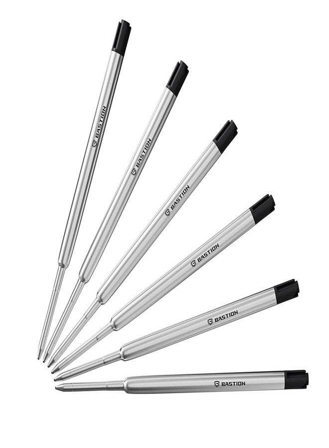 BASTION® Premium Pen Refill, Deeply Pigmented Ink for All Bastion Bolt Action Luxury Pens, Standard Ink Refill with 0.55mm Fine Tip - Black Gel, 6 PCs - Image 1