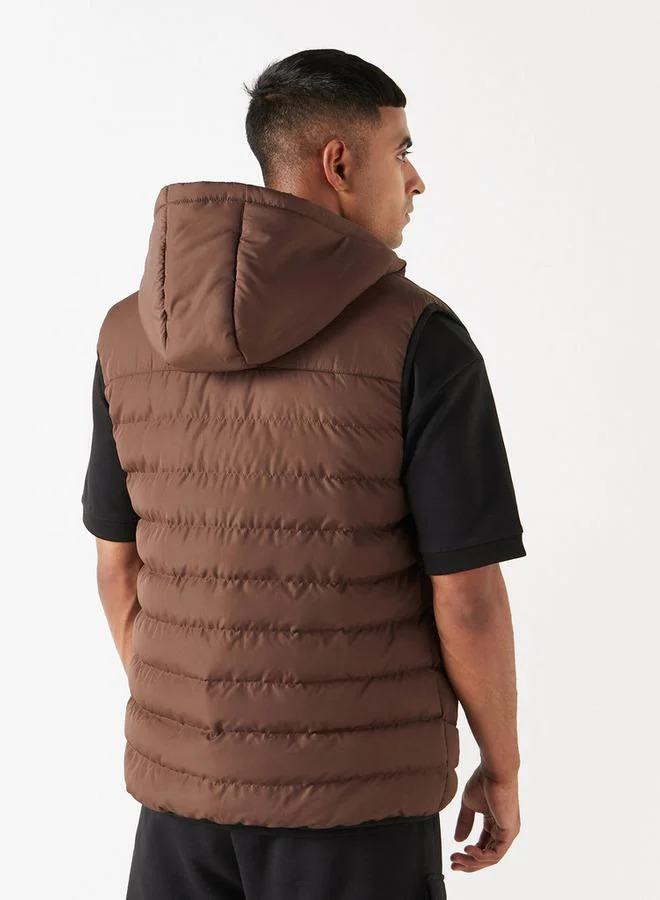 Kappa Kappa Quilted Sleeveless Zip Through Jacket with Hood and Pockets