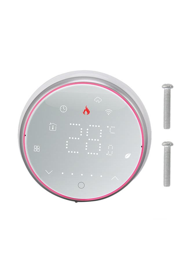 Thoraya Wireless WiFi Smart Thermostat LED Display Voice APP Control AC95~240V Energy Saving Smart Round Thermostat for Boiler Heating White  - Image 1