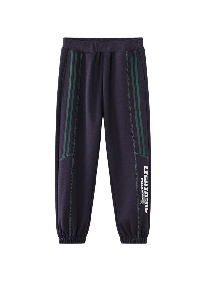 Disney Children's Clothing, Boys' Knitted Sports Pants, Durable, Comfortable, Elastic, Loose-fitting, Trendy Trousers, Autumn And Winter, Db431me08, Navy Blue, Size 130