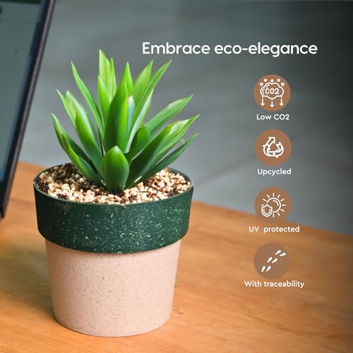 Eha Earth Friendly Ecopod 4 inch Small pots for Indoor Plants with 2 Growmix | Pack of 4 | Made with Bamboo Fibers |Table Top Planters for Home Decor and Office, Flower Pot for Living Room|Multicolor - Image 3