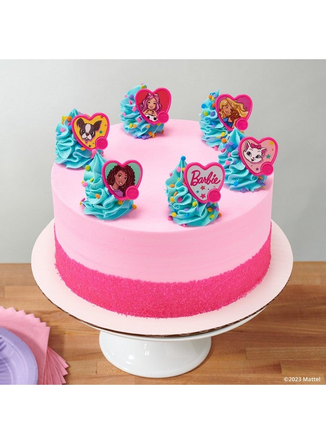 DecoPac Barbie Be The Future Rings, Pink Heart Shaped Cupcake Decorations Featuring Barbie and her Friends For Birthday Party And Celebrations - 24 Pack - Image 5