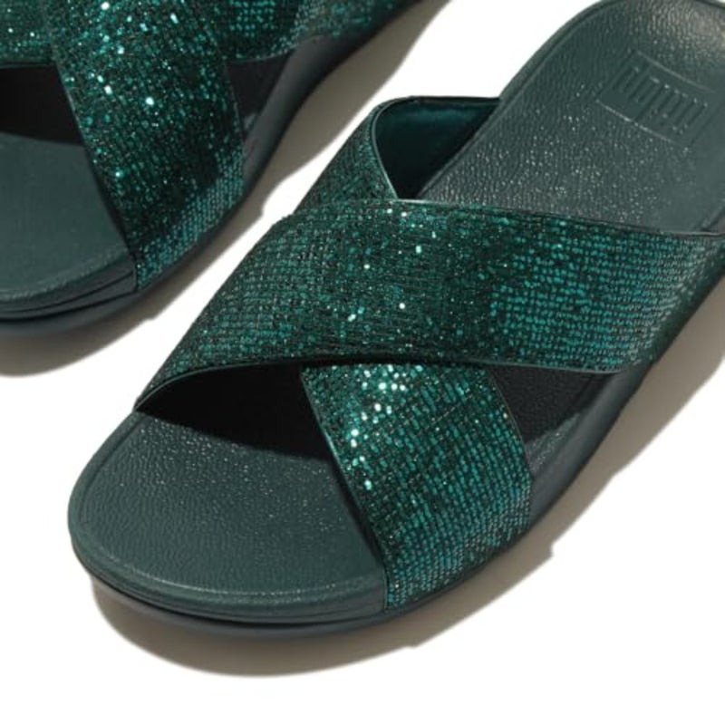 Lulu Glitterball Cross Slides womens Slide Sandal for casual wear, synthetic glitter upper, silver color, lightweight cushioned footbed - Image 4