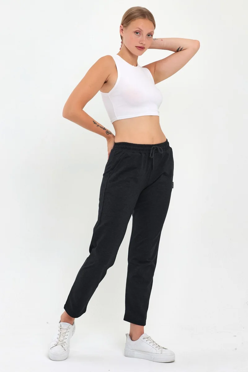 ميتاليك Women's Anthracite Classic Pocketed Sweatpants